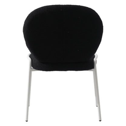 Celestial Modern Boucle Dining Side Chair with Black/White Powder Coated Iron Frame - Elax Furniture