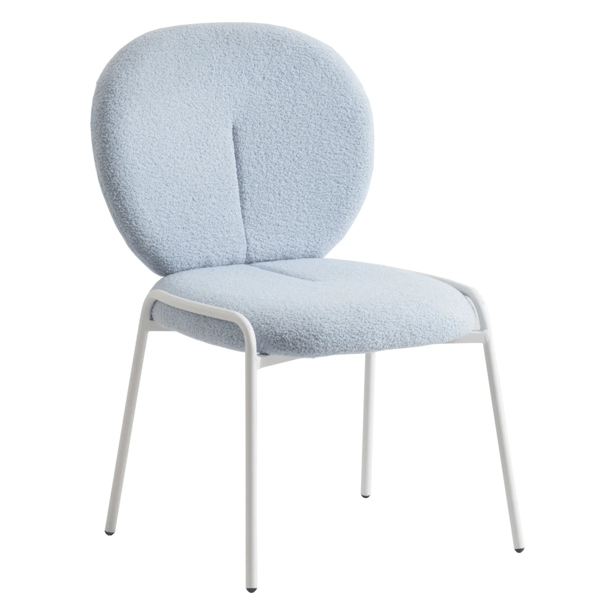 Celestial Modern Boucle Dining Side Chair with Black/White Powder Coated Iron Frame - Elax Furniture
