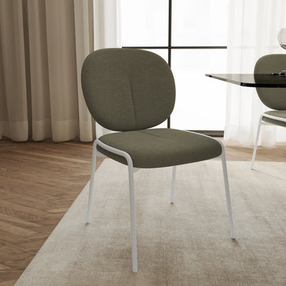 Celestial Boucle Dining Chairs with White Powder-Coated Iron Frame Set of 4 - Elax Furniture