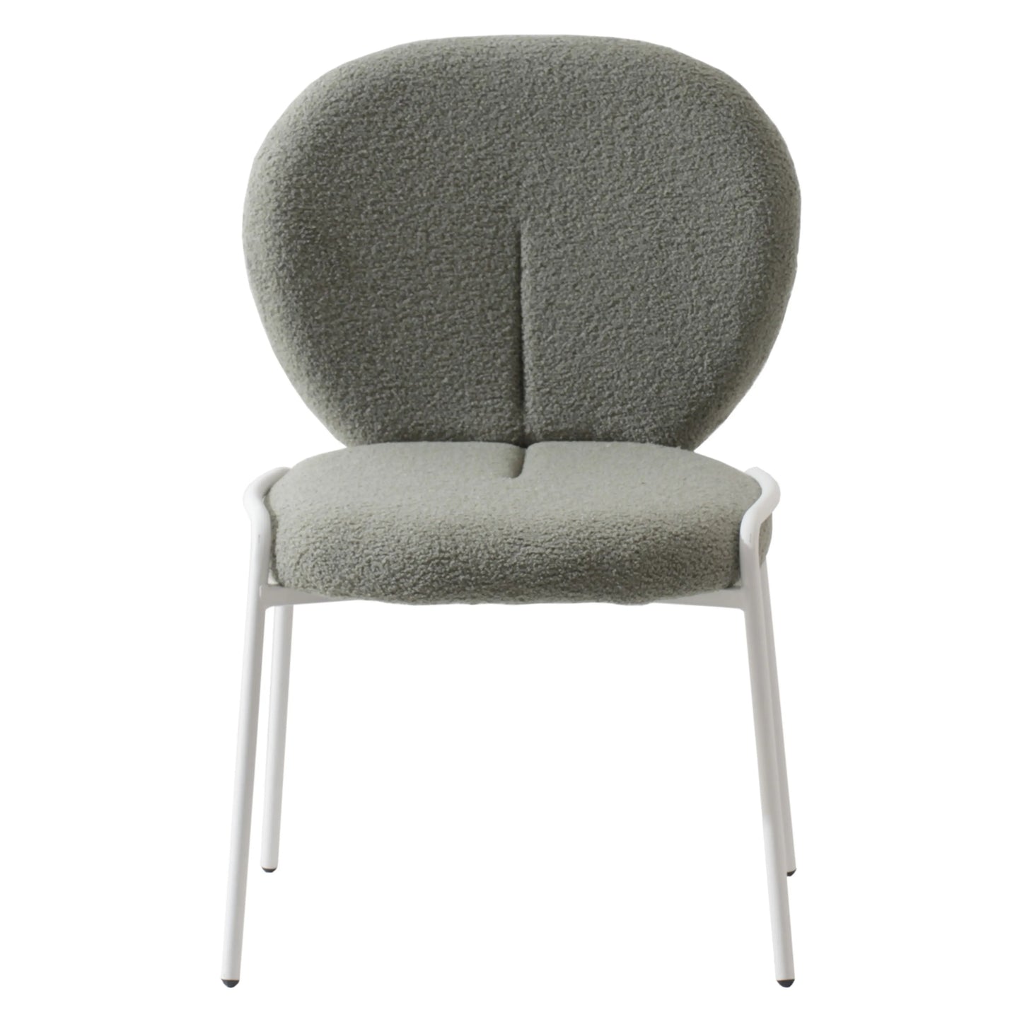 Celestial Boucle Dining Chairs with White Powder-Coated Iron Frame Set of 4 - Elax Furniture