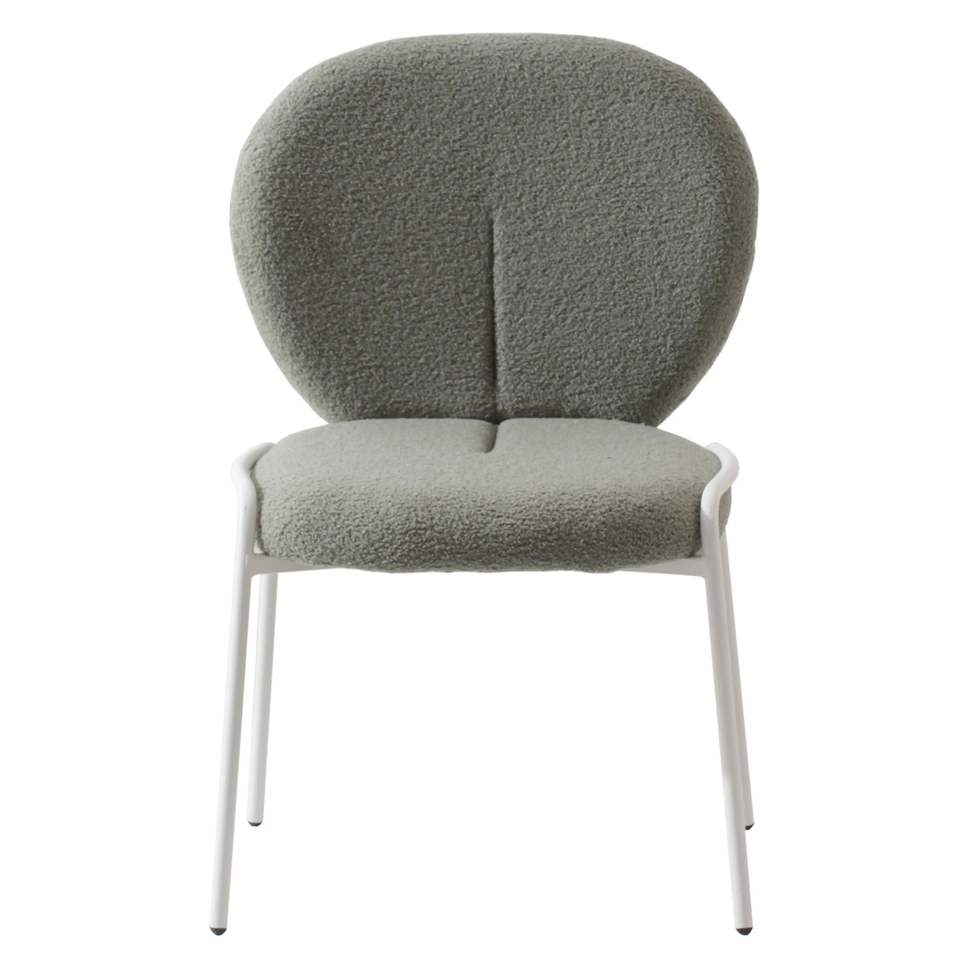 Celestial Boucle Dining Chairs with White Powder-Coated Iron Frame Set of 4 - Elax Furniture