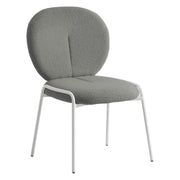 Celestial Modern Boucle Dining Side Chair with Black/White Powder Coated Iron Frame - Elax Furniture