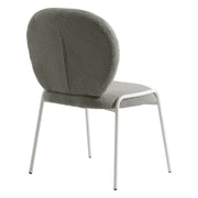 Celestial Modern Boucle Dining Side Chair with Black/White Powder Coated Iron Frame - Elax Furniture
