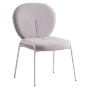 Celestial Modern Boucle Dining Side Chair with Black/White Powder Coated Iron Frame - Elax Furniture