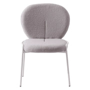 Celestial Modern Boucle Dining Side Chair with Black/White Powder Coated Iron Frame - Elax Furniture