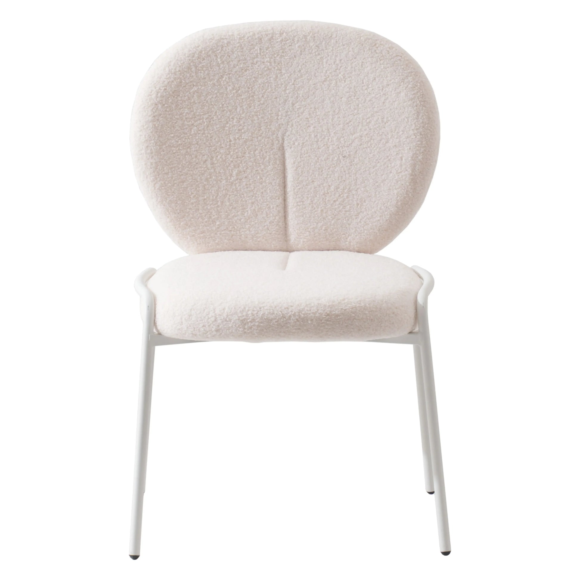 Celestial Boucle Dining Chairs with White Powder-Coated Iron Frame Set of 4 - Elax Furniture