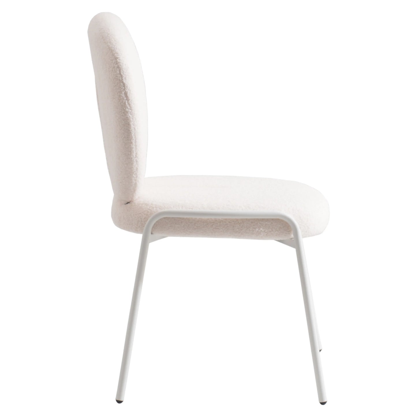 Celestial Boucle Dining Chairs with White Powder-Coated Iron Frame Set of 4 - Elax Furniture