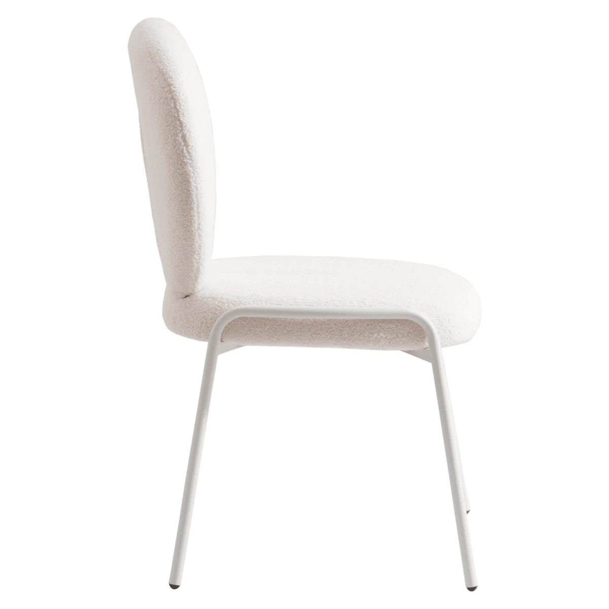 Celestial Modern Boucle Dining Side Chair with Black/White Powder Coated Iron Frame - Elax Furniture
