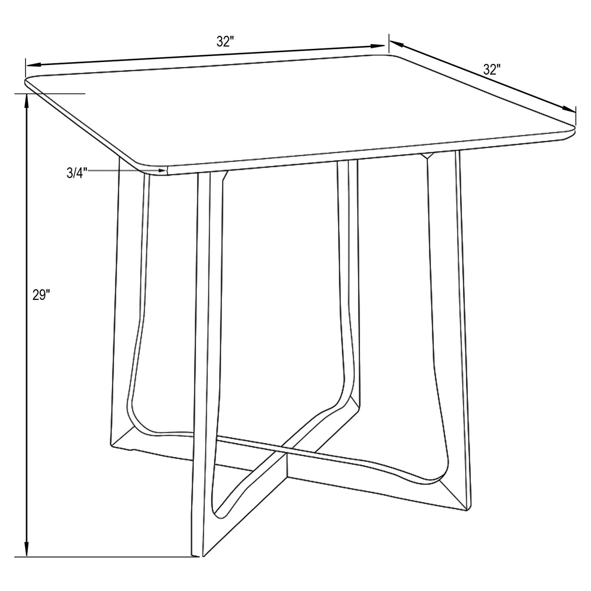 Cedar Square Dining Table with MDF Tabletop and X Shaped Oak Wood Base - Elax Furniture