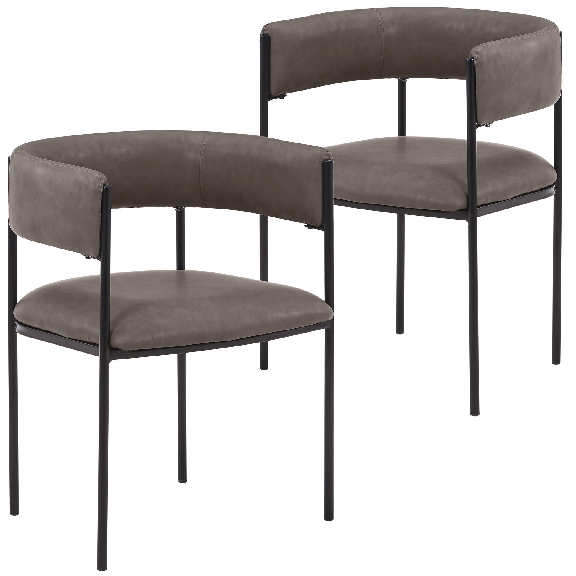 Cyril Dining Chair in Leather or Velvet with Open Back Design and Powder-Coated Iron Frame - Elax Furniture
