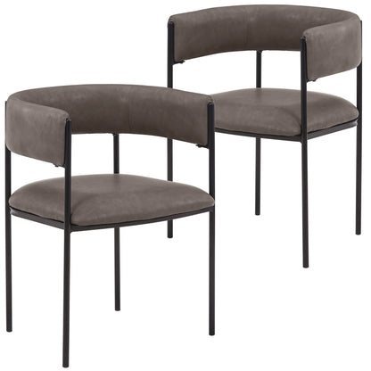 Cyril Dining Chair in Leather or Velvet with Open Back Design and Powder-Coated Iron Frame - Elax Furniture