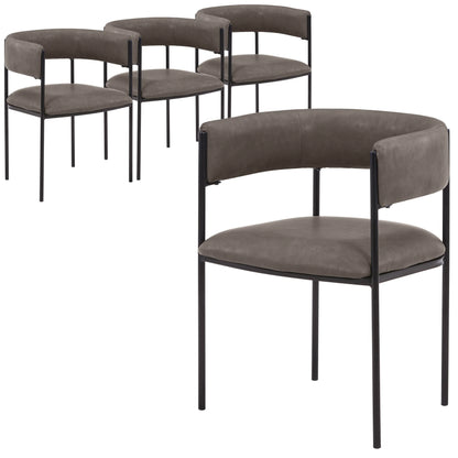 Cyril Dining Chair in Leather or Velvet with Open Back Design and Powder-Coated Iron Frame - Elax Furniture