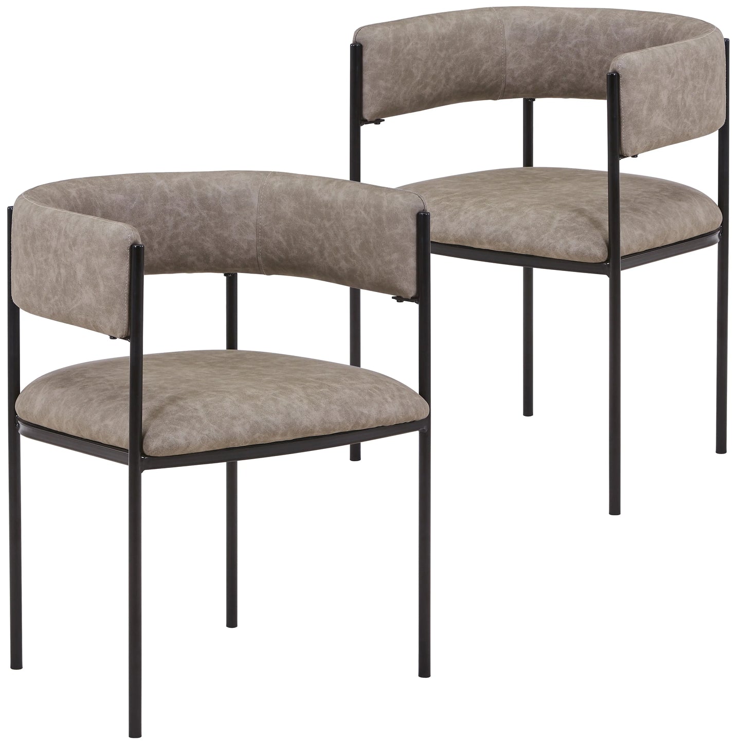 Cyril Dining Chair in Leather or Velvet with Open Back Design and Powder-Coated Iron Frame - Elax Furniture