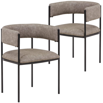 Cyril Dining Chair in Leather or Velvet with Open Back Design and Powder-Coated Iron Frame - Elax Furniture