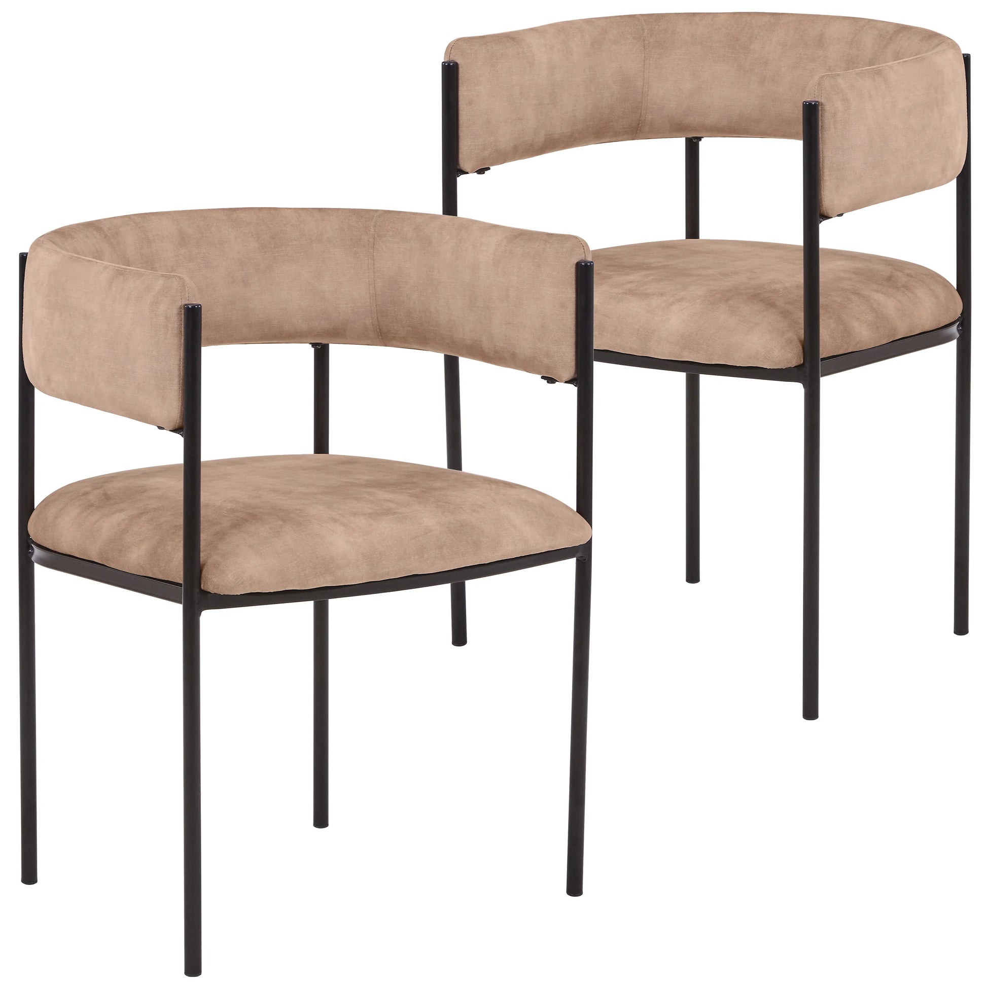 Cyril Dining Chair in Leather or Velvet with Open Back Design and Powder-Coated Iron Frame - Elax Furniture