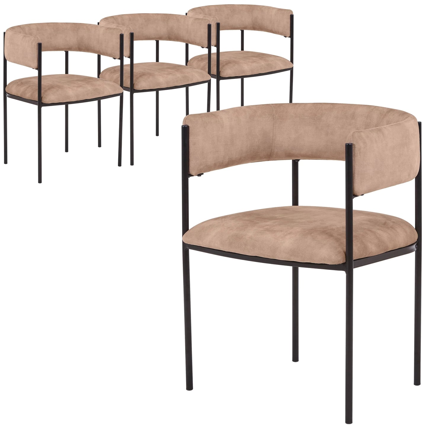 Cyril Dining Chair in Leather or Velvet with Open Back Design and Powder-Coated Iron Frame - Elax Furniture