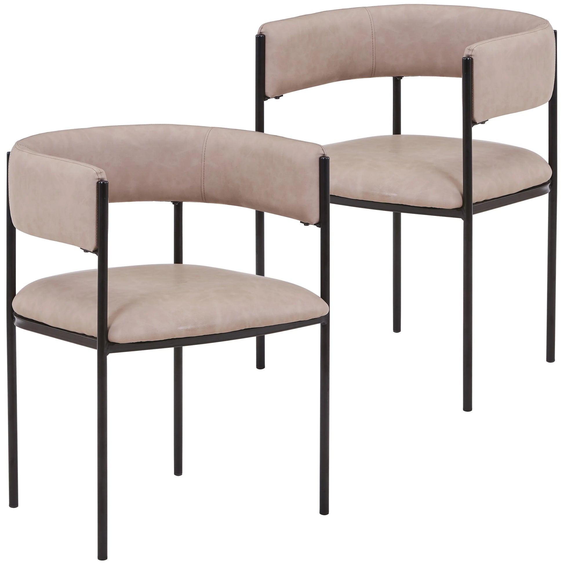 Cyril Dining Chair in Leather or Velvet with Open Back Design and Powder-Coated Iron Frame - Elax Furniture
