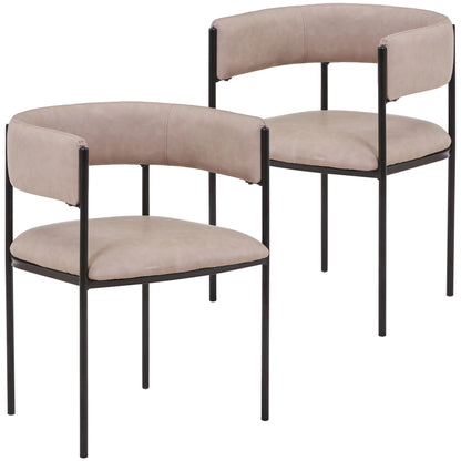 Cyril Dining Chair in Leather or Velvet with Open Back Design and Powder-Coated Iron Frame - Elax Furniture