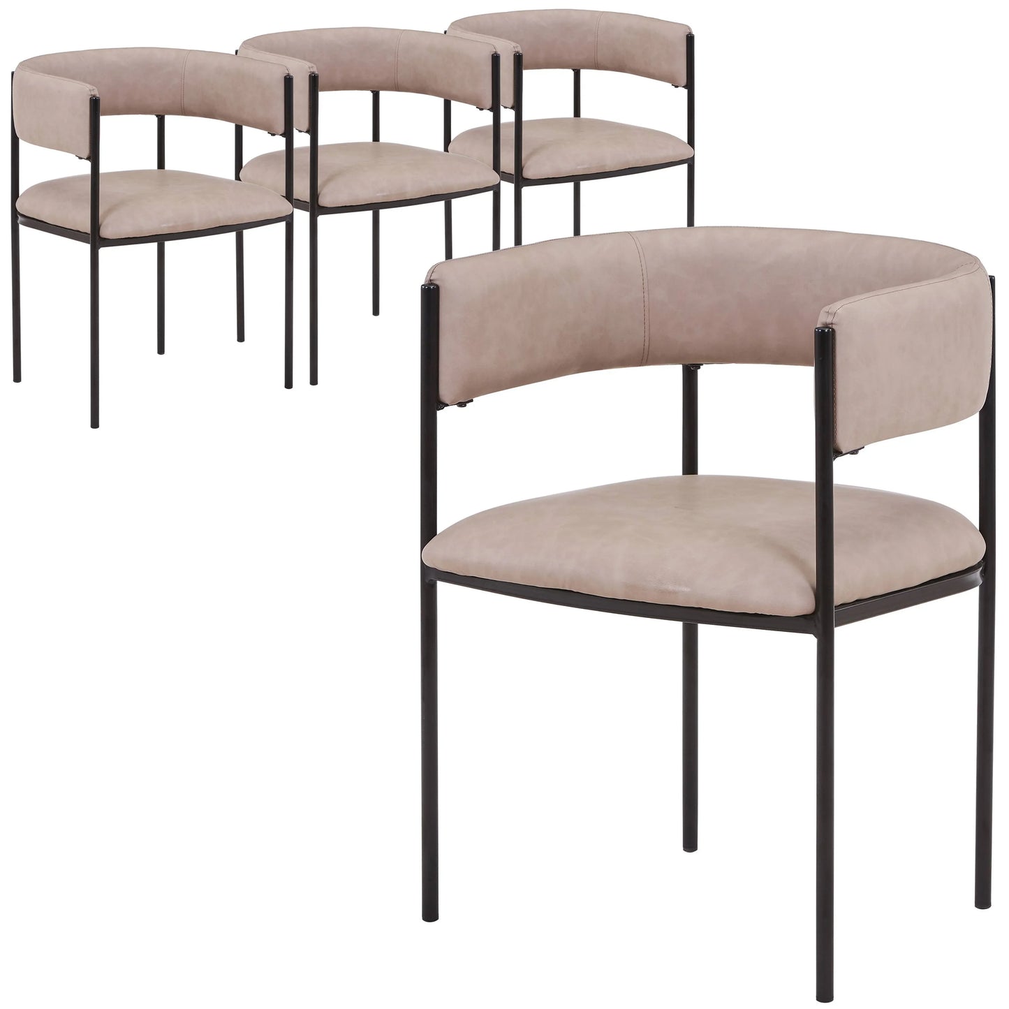 Cyril Dining Chair in Leather or Velvet with Open Back Design and Powder-Coated Iron Frame - Elax Furniture