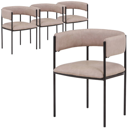 Cyril Dining Chair in Leather or Velvet with Open Back Design and Powder-Coated Iron Frame - Elax Furniture