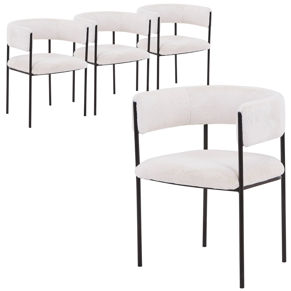 Cyril Dining Chair in Leather or Velvet with Open Back Design and Powder-Coated Iron Frame - Elax Furniture