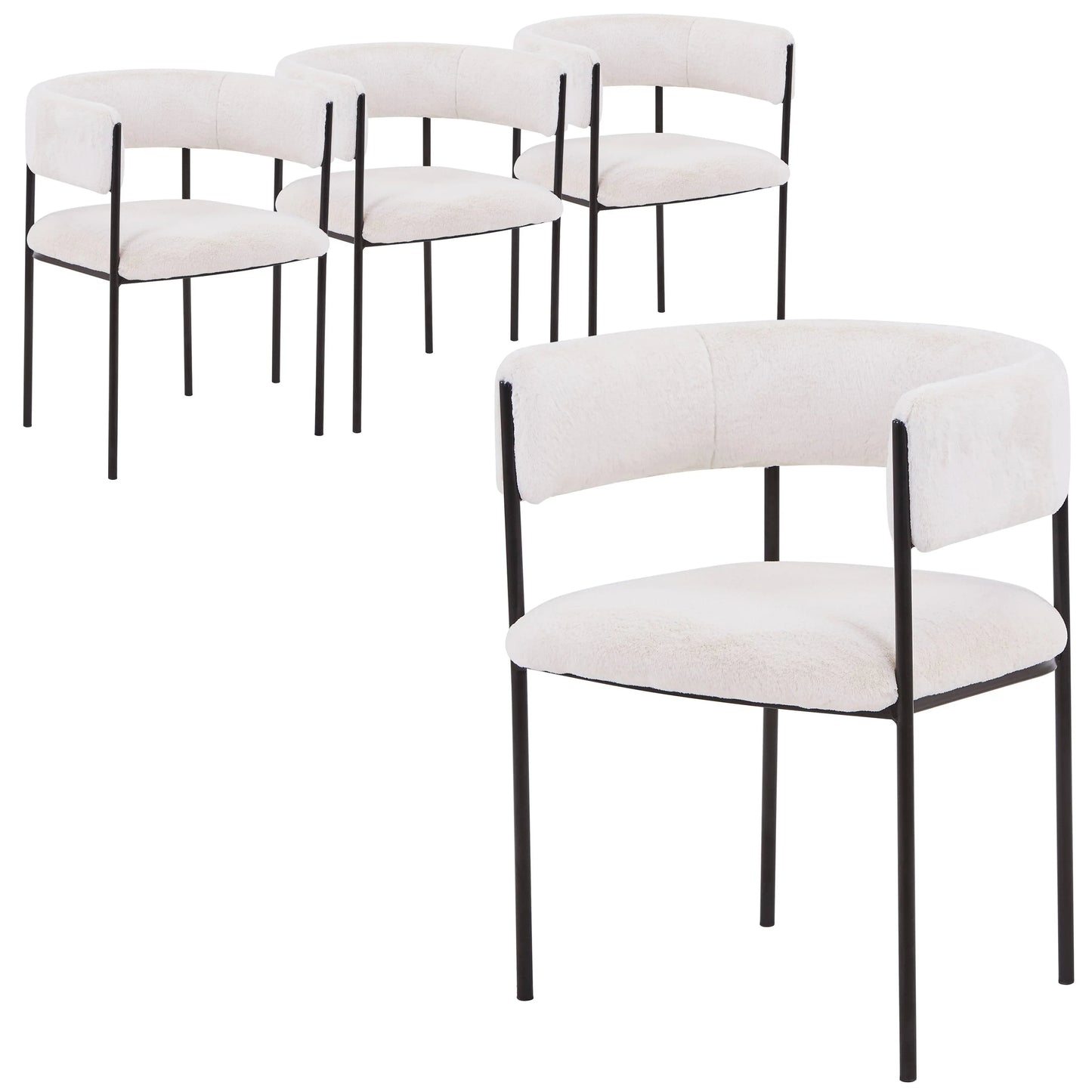 Cyril Dining Chair in Leather or Velvet with Open Back Design and Powder-Coated Iron Frame - Elax Furniture