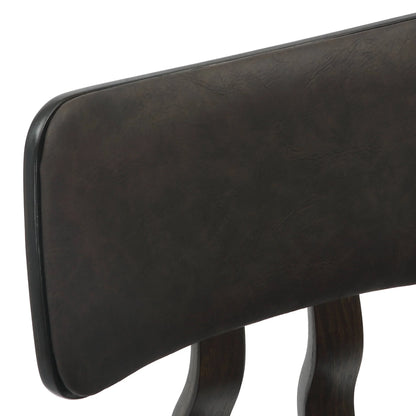 Fynix 5-Piece Dining Set with Round Wooden Table in Natural Wood and 4 Leather Dining Chairs - Elax Furniture