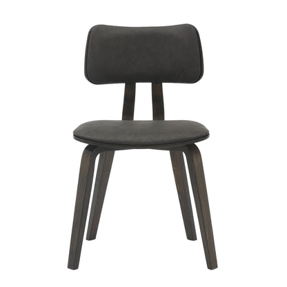 Fynix 5-Piece Dining Set with Round Wooden Table in Natural Wood and 4 Leather Dining Chairs - Elax Furniture