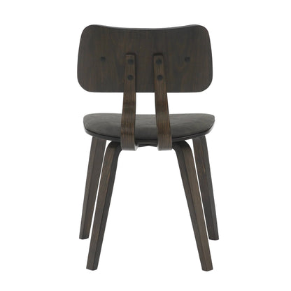 Fynix 5-Piece Dining Set with Round Wooden Table in Walnut and 4 Leather Dining Chairs - Elax Furniture