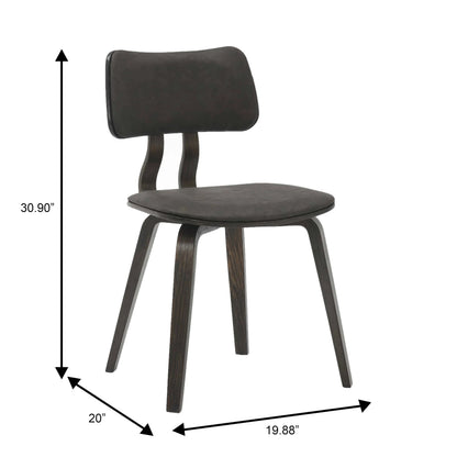 Fynix 5-Piece Dining Set with Round Wooden Table in Walnut and 4 Leather Dining Chairs - Elax Furniture