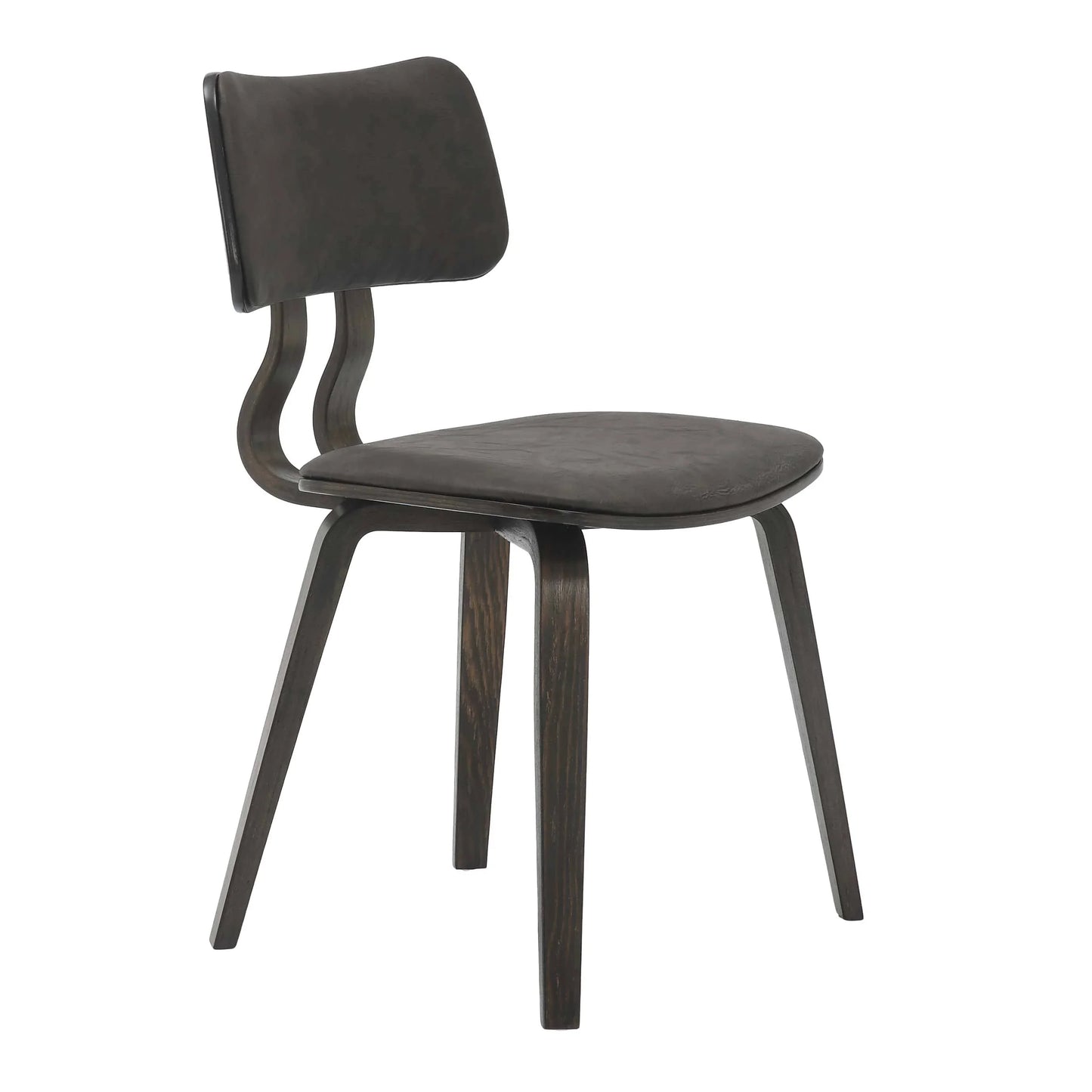 Fynix 5-Piece Dining Set with Round Wooden Table in Walnut and 4 Leather Dining Chairs - Elax Furniture
