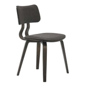 Fynix 5-Piece Dining Set with Round Wooden Table in Walnut and 4 Leather Dining Chairs - Elax Furniture