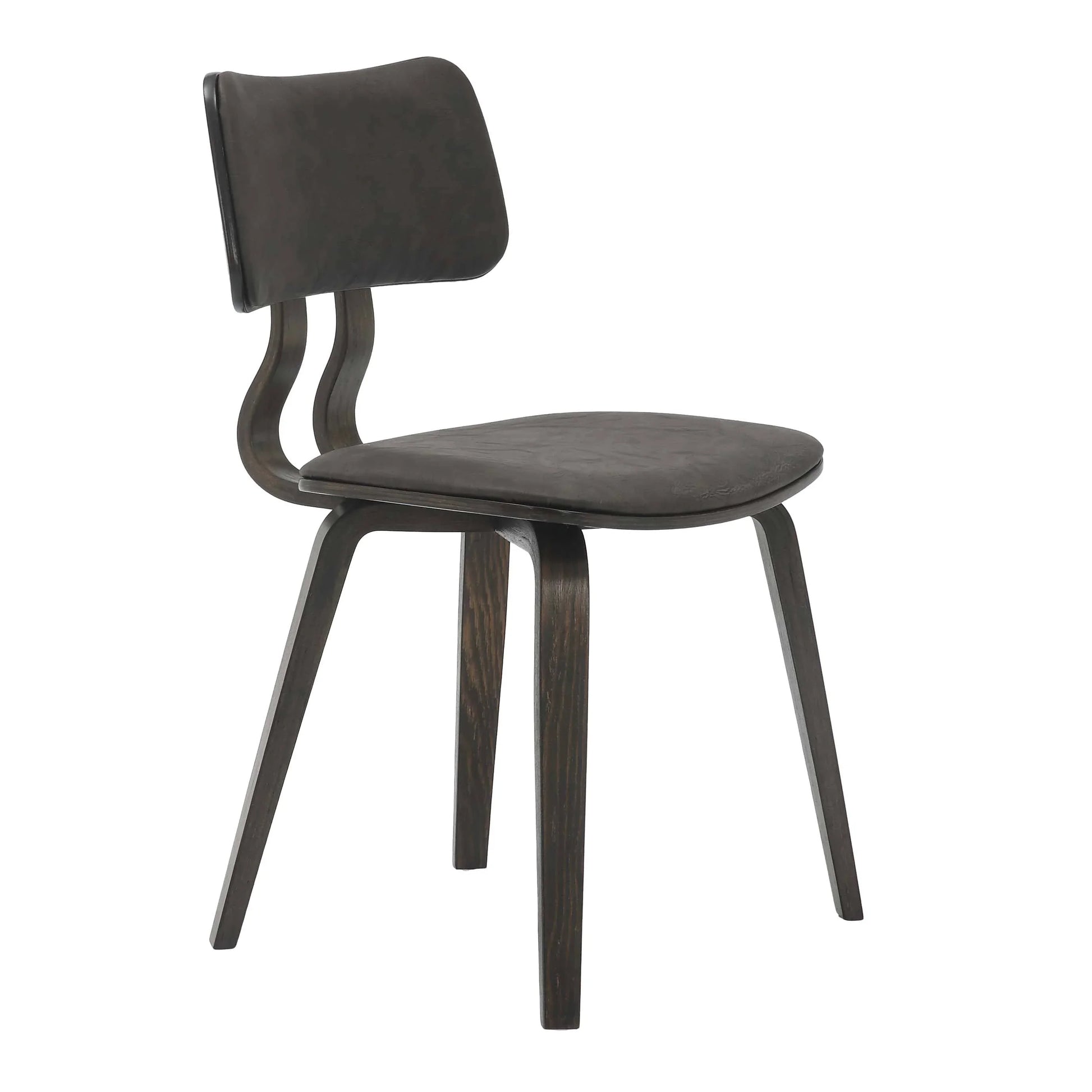 Fynix 5-Piece Dining Set with Round Wooden Table in Walnut and 4 Leather Dining Chairs - Elax Furniture