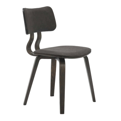 Fynix 5-Piece Dining Set with Round Wooden Table in Walnut and 4 Leather Dining Chairs - Elax Furniture