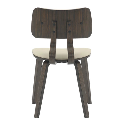 Fynix 5-Piece Dining Set with Round Wooden Table in Natural Wood and 4 Leather Dining Chairs - Elax Furniture