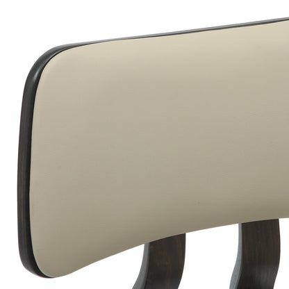 Fynix 5-Piece Dining Set with Round Wooden Table in Natural Wood and 4 Leather Dining Chairs - Elax Furniture