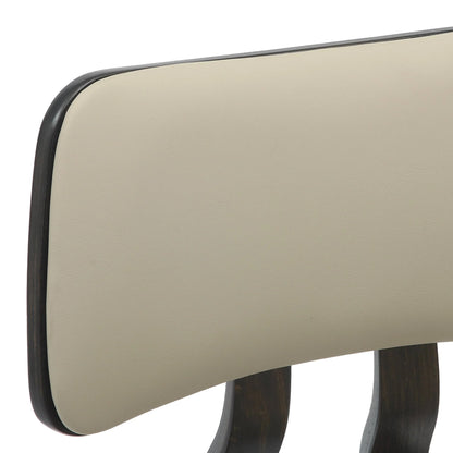 Fynix 5-Piece Dining Set with Round Wooden Table in Natural Wood and 4 Leather Dining Chairs - Elax Furniture