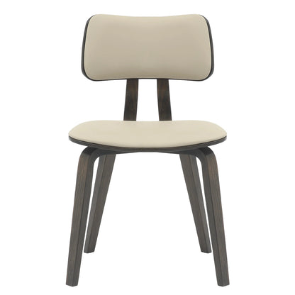 Fynix 5-Piece Dining Set with Round Wooden Table in Natural Wood and 4 Leather Dining Chairs - Elax Furniture