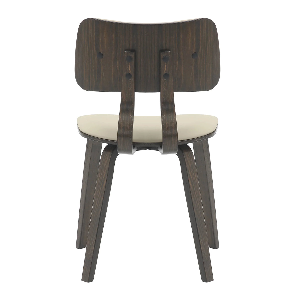 Fynix 5-Piece Dining Set with Round Wooden Table in Walnut and 4 Leather Dining Chairs - Elax Furniture