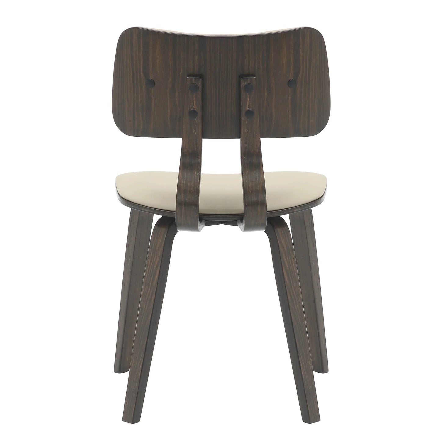 Fynix 5-Piece Dining Set with Round Wooden Table in Walnut and 4 Leather Dining Chairs - Elax Furniture