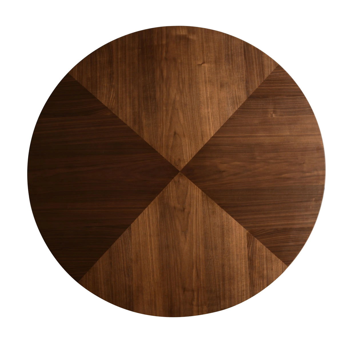 Fynix 5-Piece Dining Set with Round Wooden Table in Walnut and 4 Leather Dining Chairs - Elax Furniture
