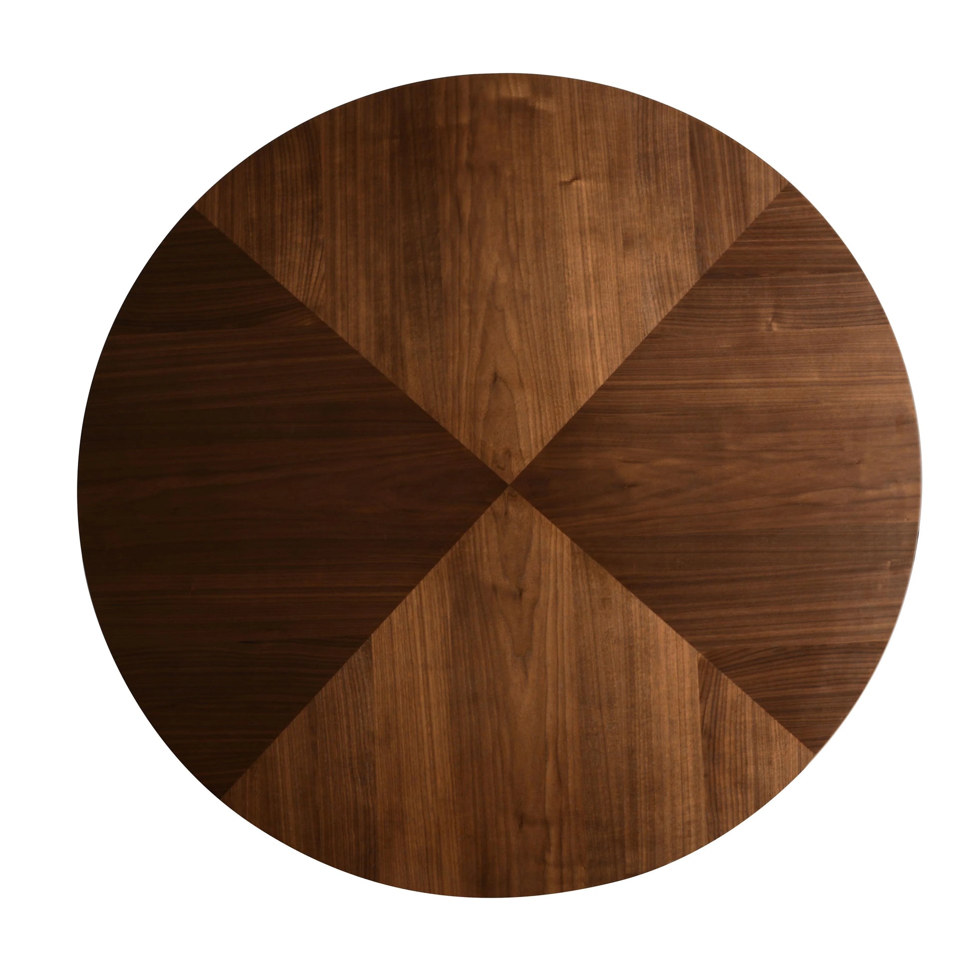 Fynix 5-Piece Dining Set with Round Wooden Table in Walnut and 4 Leather Dining Chairs - Elax Furniture