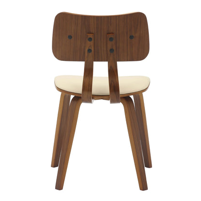 Fynix 5-Piece Dining Set with Round Wooden Table in Walnut and 4 Leather Dining Chairs - Elax Furniture