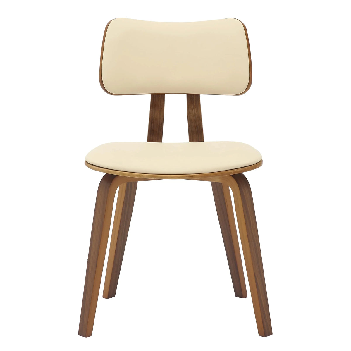 Fynix 5-Piece Dining Set with Round Wooden Table in Walnut and 4 Leather Dining Chairs - Elax Furniture