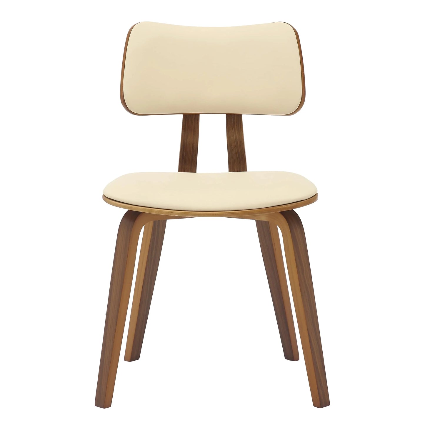 Fynix 5-Piece Dining Set with Round Wooden Table in Walnut and 4 Leather Dining Chairs - Elax Furniture