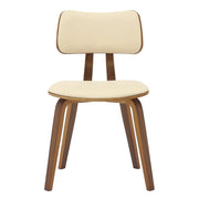 Fynix 5-Piece Dining Set with Round Wooden Table in Walnut and 4 Leather Dining Chairs - Elax Furniture