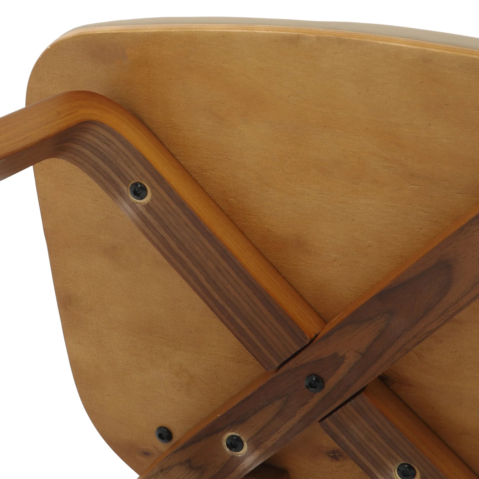 Fynix 5-Piece Dining Set with Round Wooden Table in Natural Wood and 4 Leather Dining Chairs - Elax Furniture