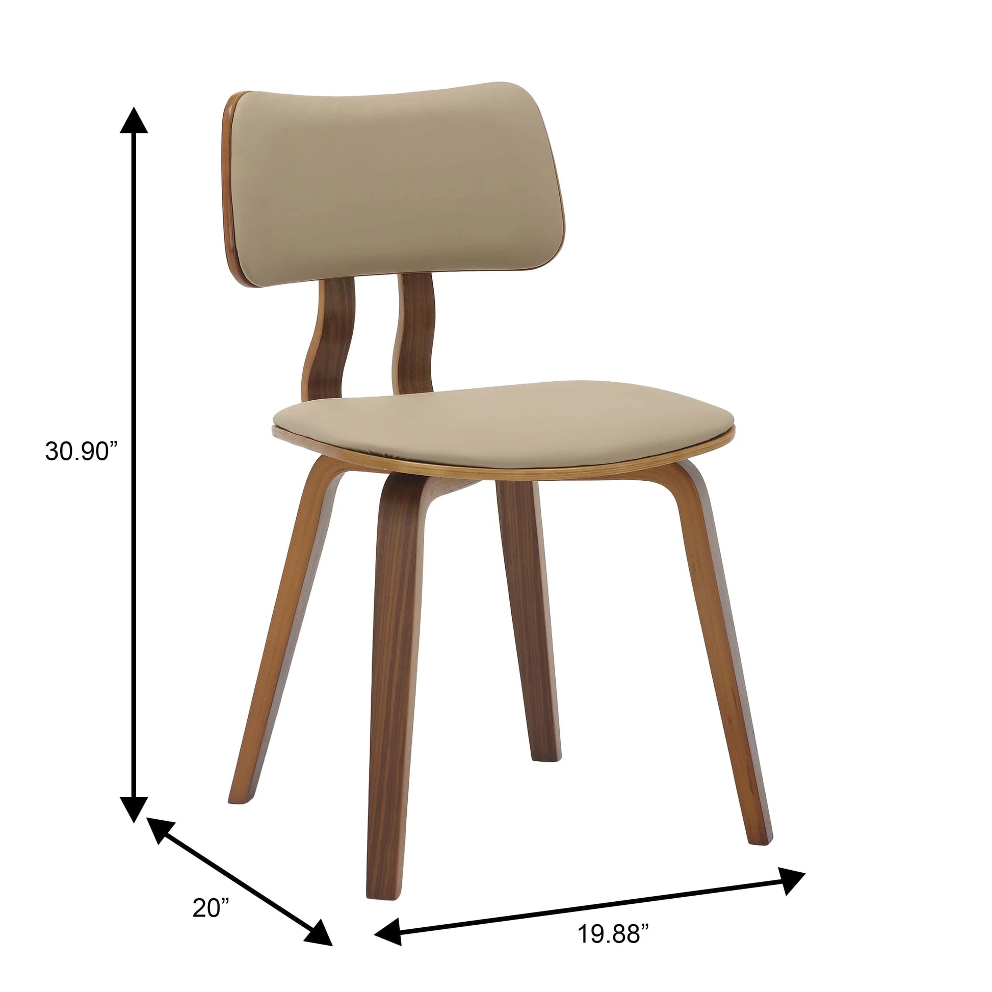 Fynix 5-Piece Dining Set with Round Wooden Table in Walnut and 4 Leather Dining Chairs - Elax Furniture