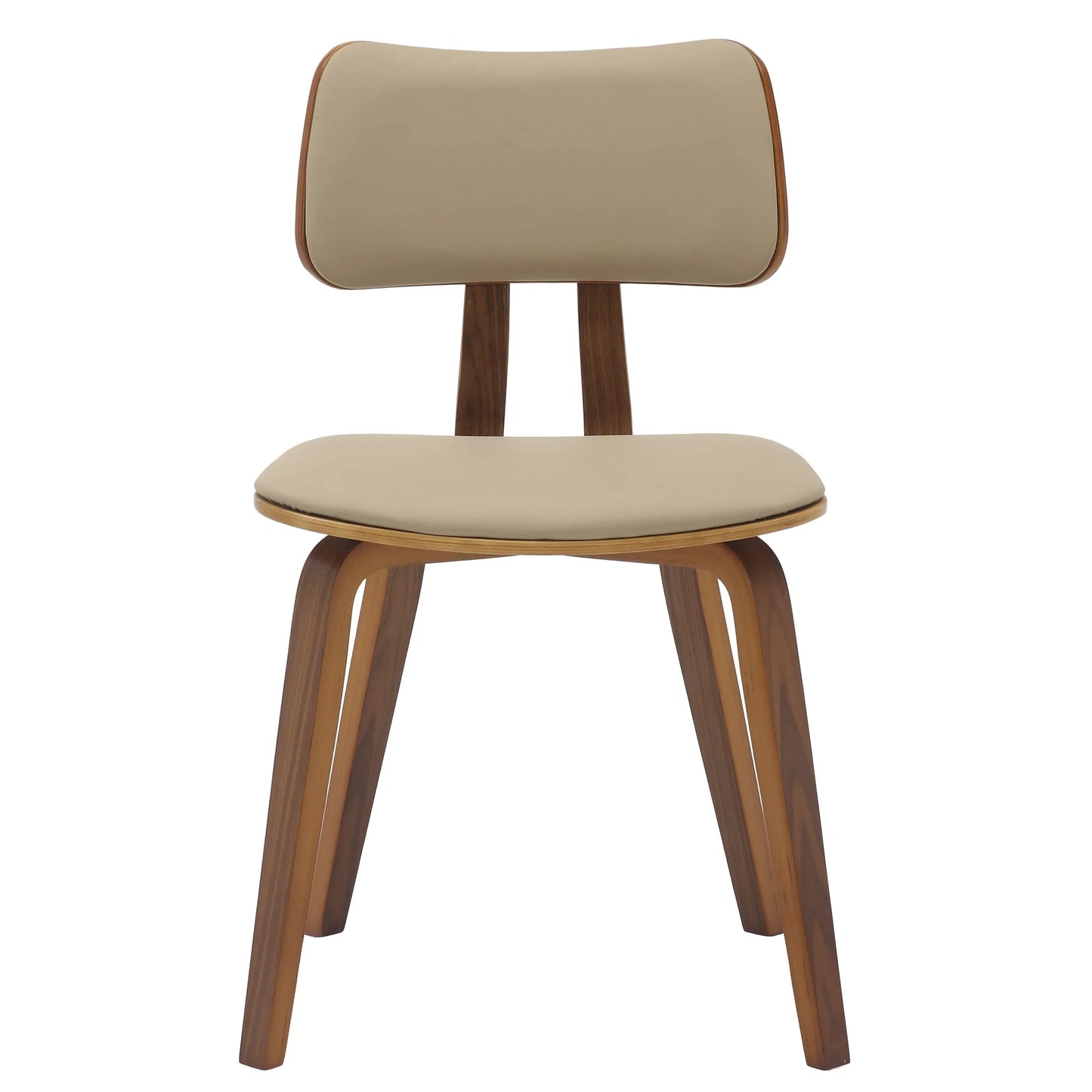 Fynix 5-Piece Dining Set with Round Wooden Table in Walnut and 4 Leather Dining Chairs - Elax Furniture