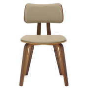 Fynix 5-Piece Dining Set with Round Wooden Table in Walnut and 4 Leather Dining Chairs - Elax Furniture